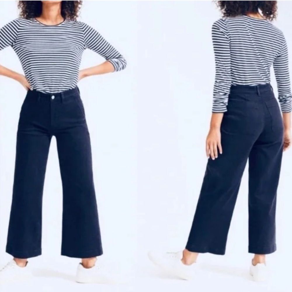 Everlane Wide Leg Crop Pant in Navy Blue Size 4 NWOT